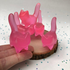 Glow in the Dark Neon Pink Translucent Resin Cat!