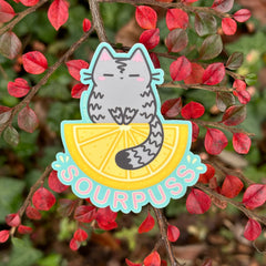 Sourpuss Lemon Cat Vinyl Sticker