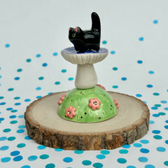 Black Itty Bitty with a Blue & Purple Mushroom