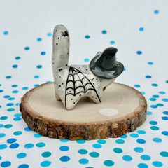 FIRST TIME ADOPTER - Spiderweb Witch Hat Kitty with White Gold