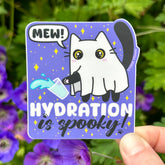 “Hydration is Spooky” Ghost Cat Sticker