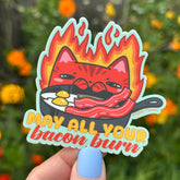 May All Your Bacon Burn Calcifer Cat Vinyl Sticker