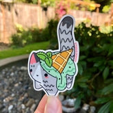 Catnip Mint Choco Chip Ice Cream Cat Vinyl Sticker