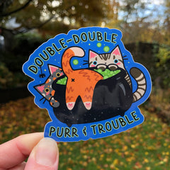Double Double, Purr & Trouble - Cauldron Cats Vinyl Sticker
