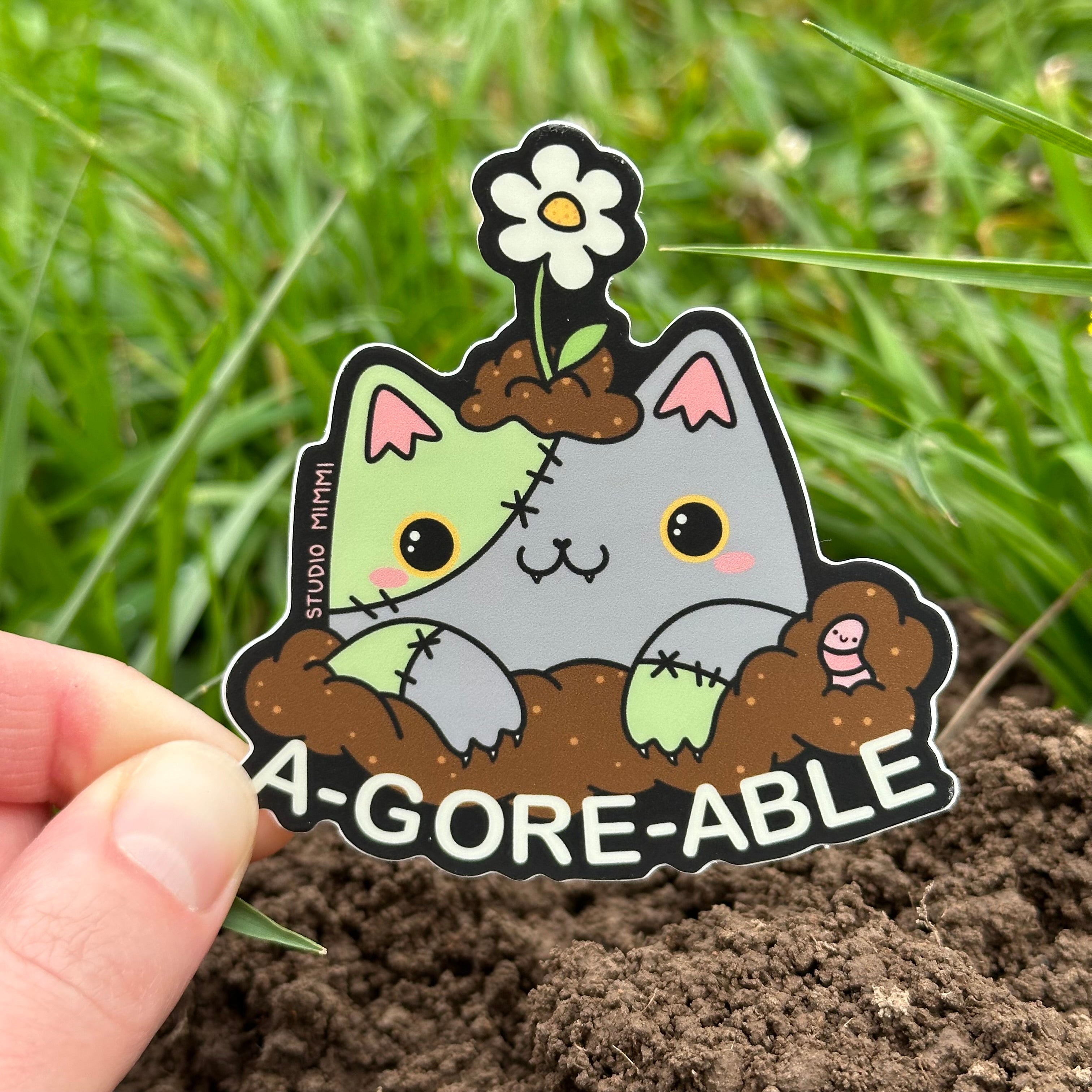 “A-GORE-ABLE” Zombie Cat Vinyl Sticker