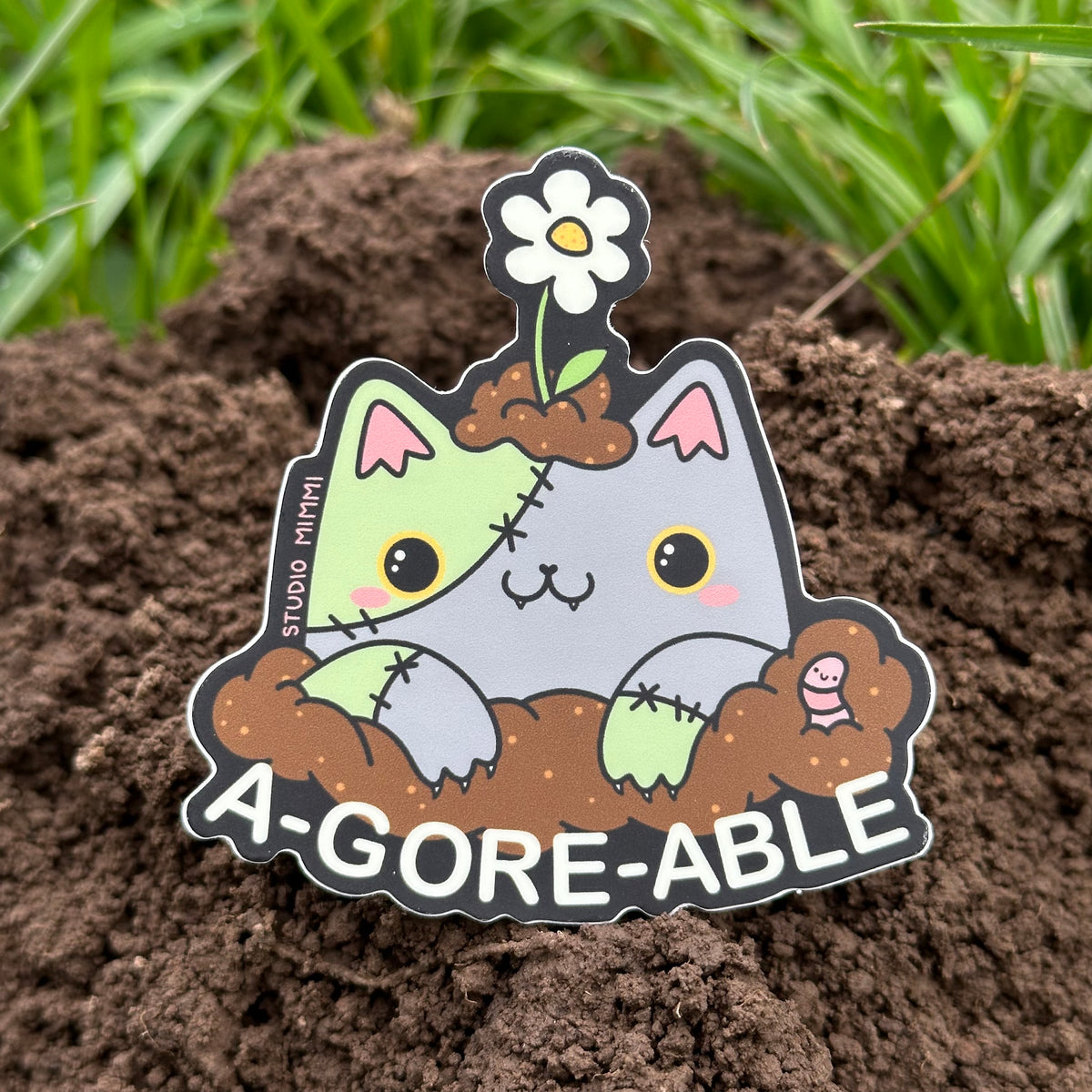 “A-GORE-ABLE” Zombie Cat Vinyl Sticker