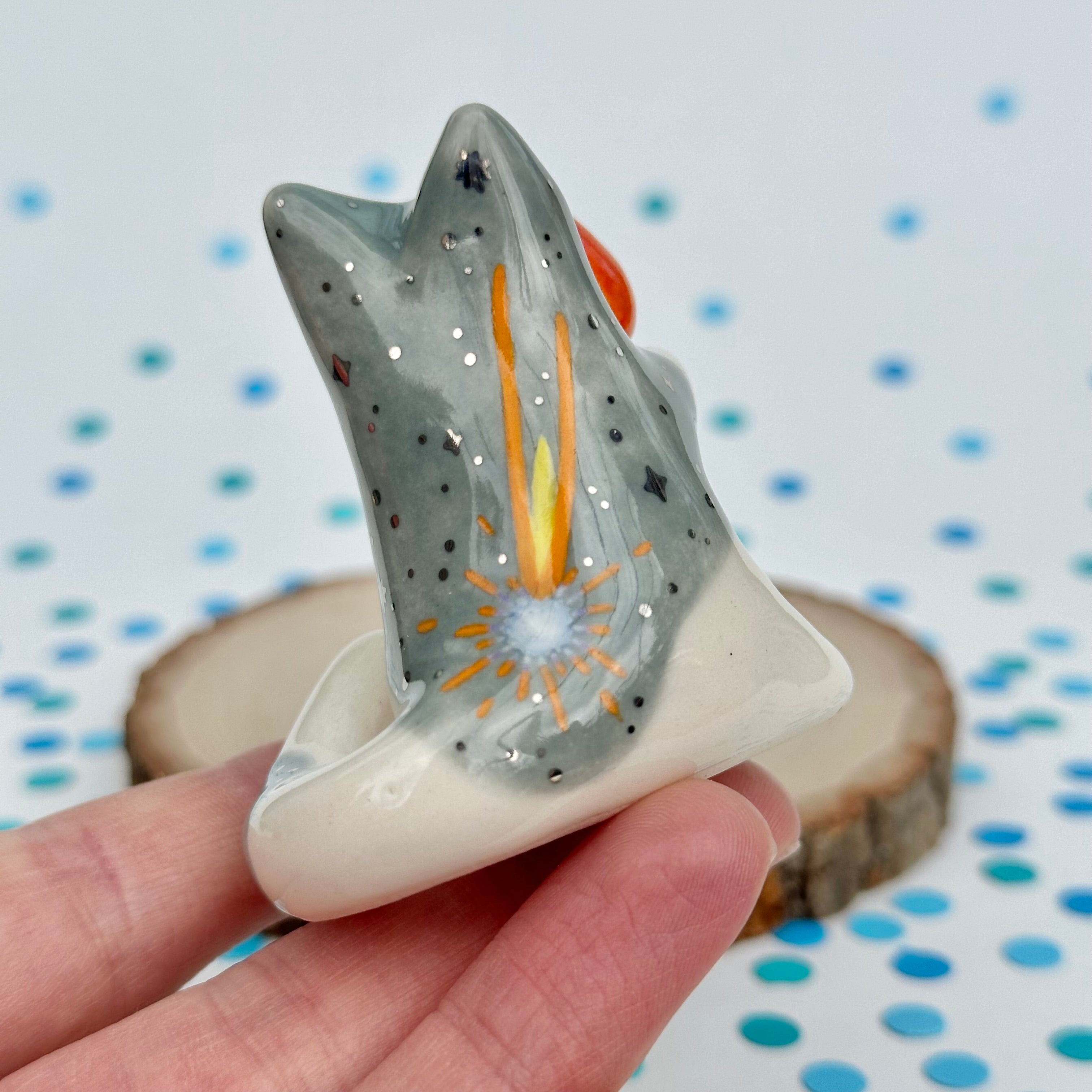 Calcifer Cat with White Gold Stars
