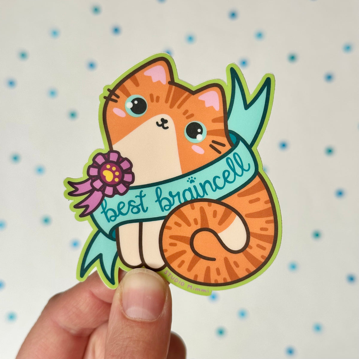 “Best Braincell” Banner - Orange Cat - Vinyl Sticker