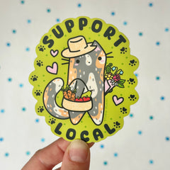 “Support Local” Farmers Market Cat Vinyl Sticker