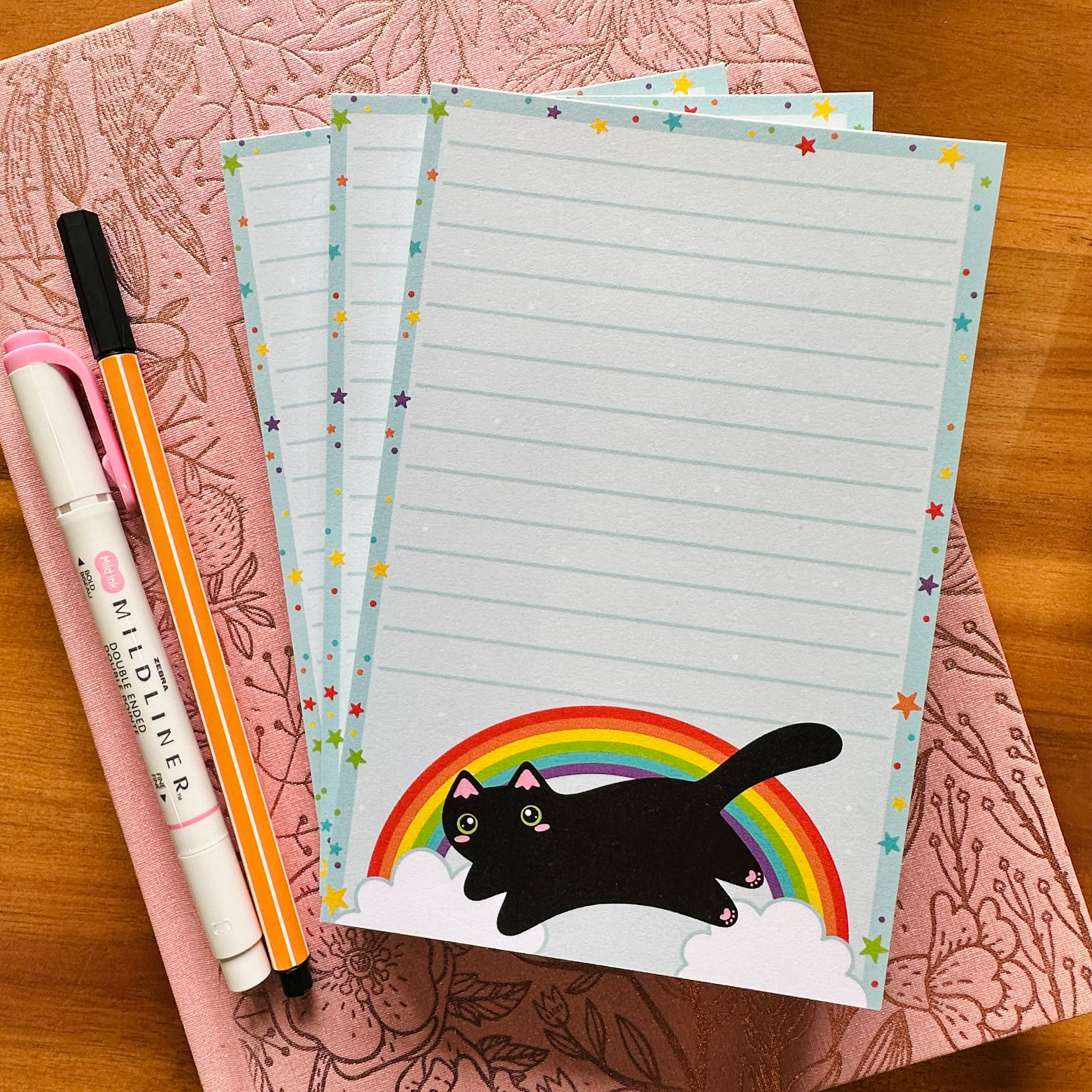 Rainbow Jumper Cat Notepad - 50 pages