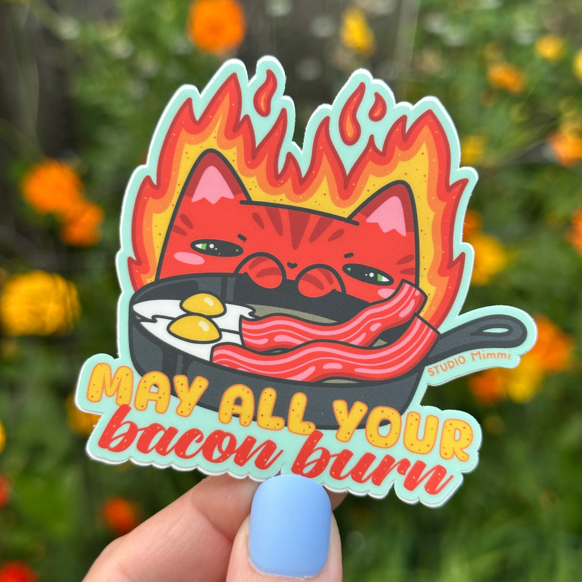 May All Your Bacon Burn Calcifer Cat Vinyl Sticker