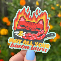 May All Your Bacon Burn Calcifer Cat Vinyl Sticker
