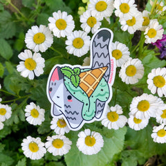 Catnip Mint Choco Chip Ice Cream Cat Vinyl Sticker